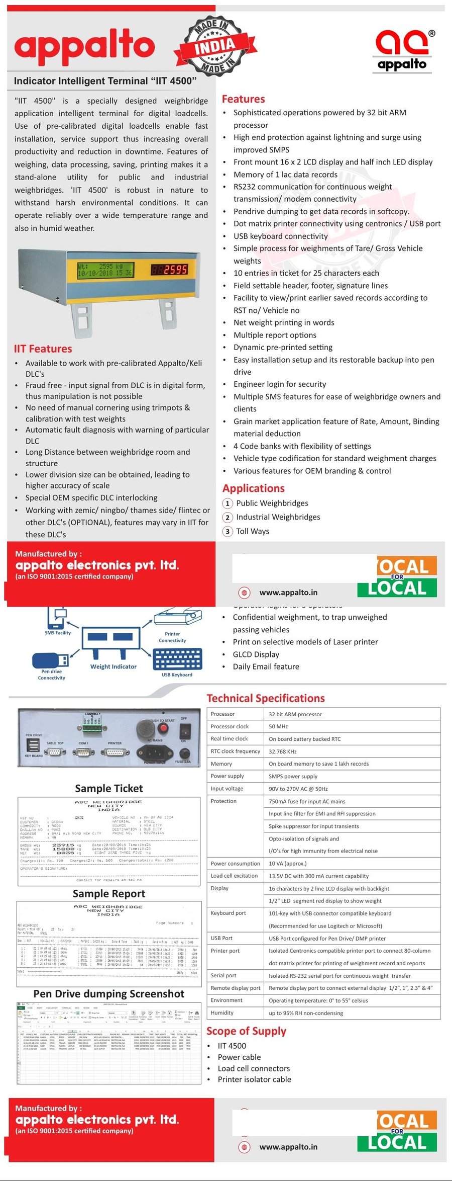 Appalto IIT 4500 Weighbridge Indicator